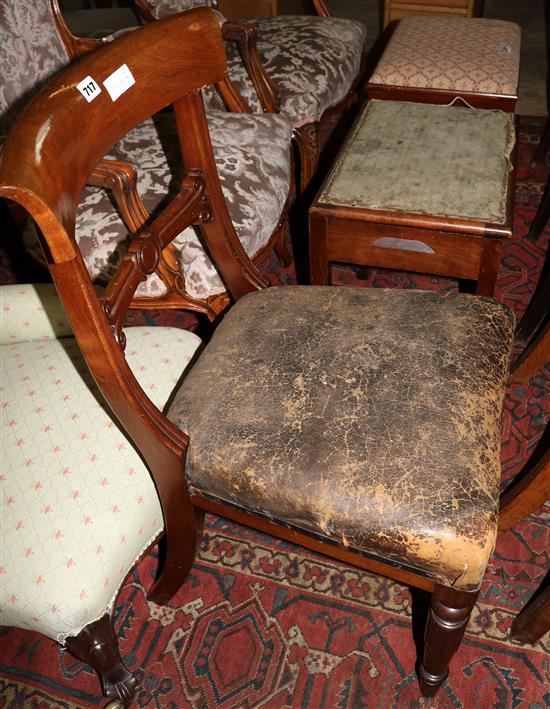 Victorian dining chair & 2 music stools